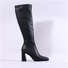 Pedro Anton Glasgow Knee High Heel Boot - Black Stretch
